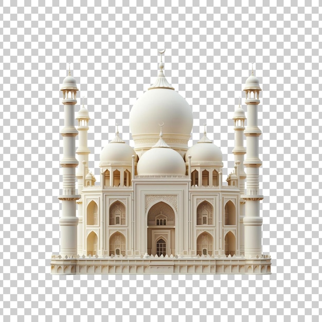 Mosque with Islamic architecture isolated on a transparent background