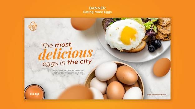 Free PSD the most delicious eggs in the city banner template