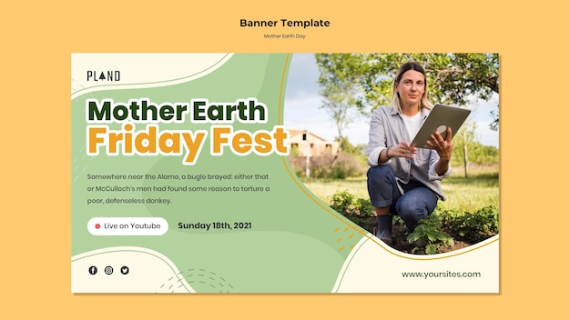 Mother earth day banner template with photo