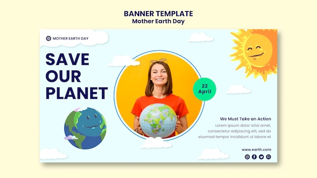 Mother earth day banner template