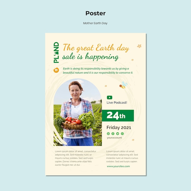 Mother earth day celebration vertical poster