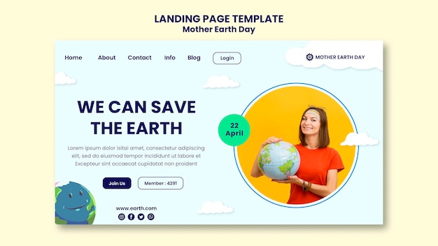 Free PSD mother earth day landing page