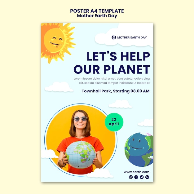 Free PSD mother earth day poster template