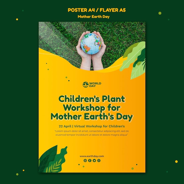 Free PSD mother earth day poster template