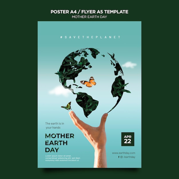 Mother earth day poster template