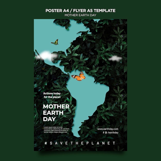 Mother earth day poster template