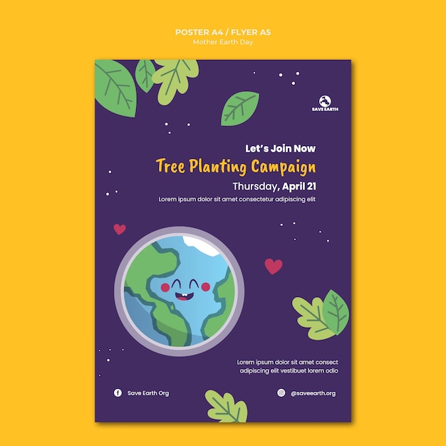 Free PSD mother earth day print template