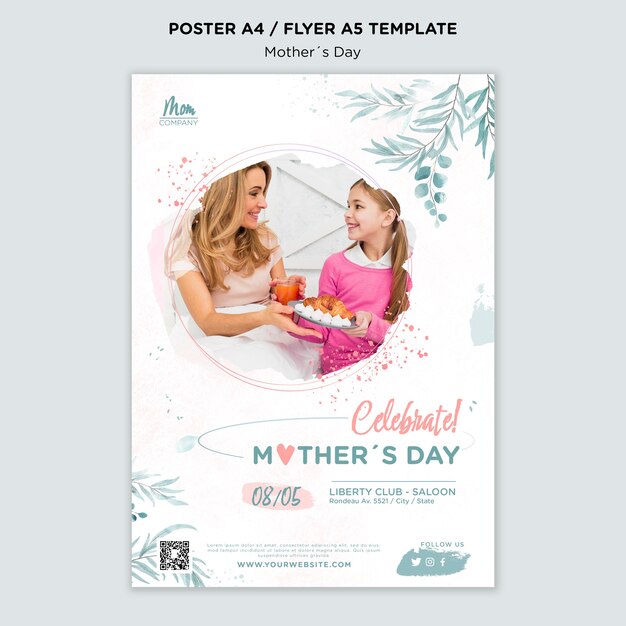 Mother's day celebration flyer template