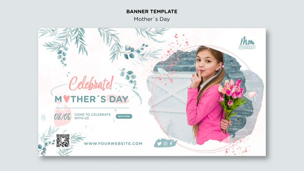 Mother's day celebration horizontal banner template