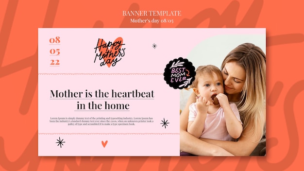 Free PSD mother's day celebration horizontal banner