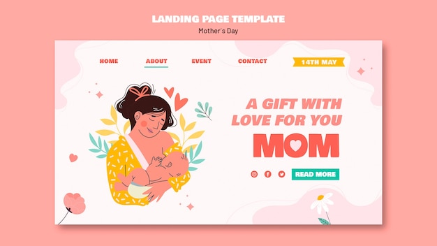 Free PSD mother's day celebration landing page