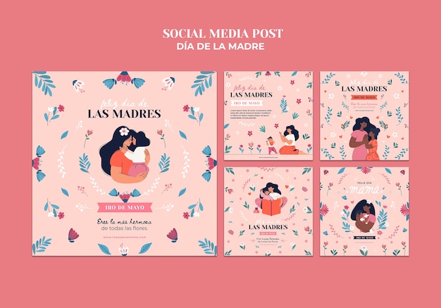 Free PSD mother's day instagram posts template design