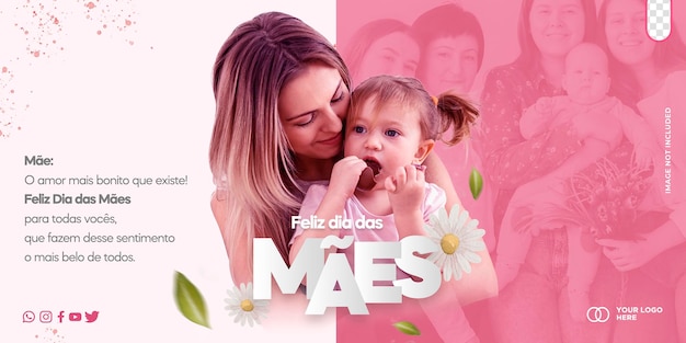 Free PSD mother's day social media post template dia das maes in brazil