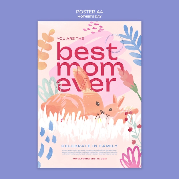 Free PSD mothers day celebration  poster template