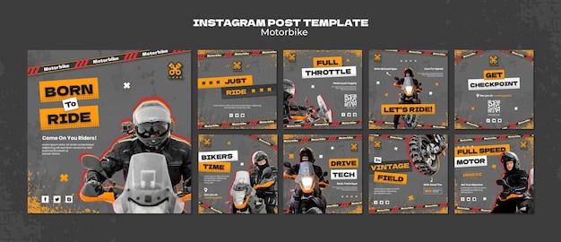 Free PSD motorbike adventure instagram posts