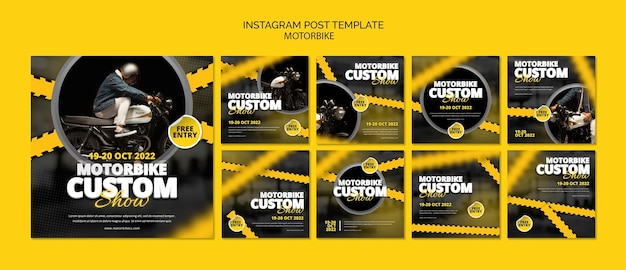 Free PSD motorbike extreme sport instagram posts