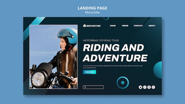 Free PSD motorbike travel landing page template