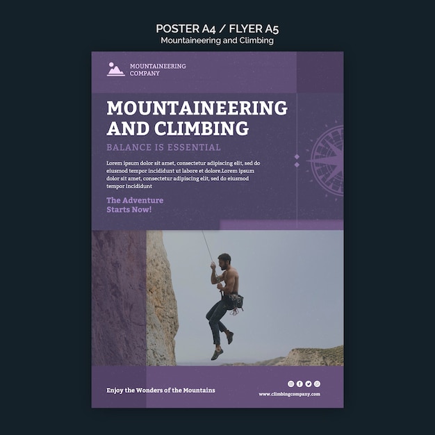 Free PSD mountaineering and climbing balance poster