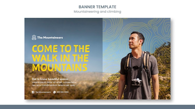 Free PSD mountaineering and climbing banner design template