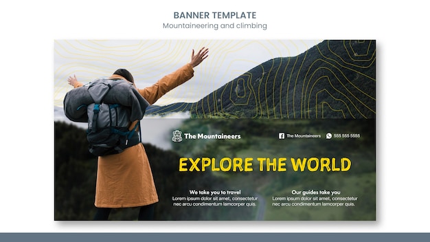 Free PSD mountaineering and climbing banner design template