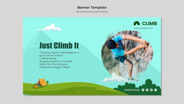 Mountaineering and climbing banner design template