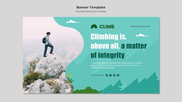 Free PSD mountaineering and climbing banner design template