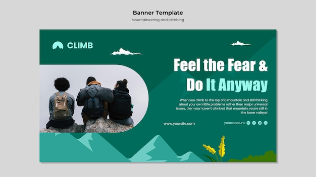 Mountaineering and climbing banner design template