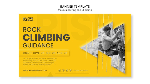 Free PSD mountaineering and climbing banner design template