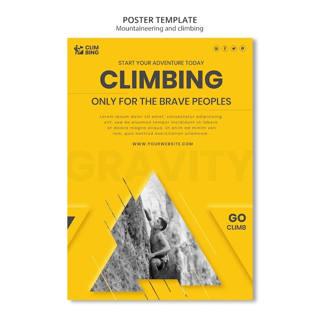 Free PSD mountaineering and climbing poster design template