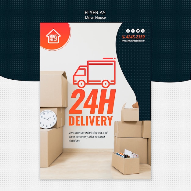 Free PSD move house flyer template