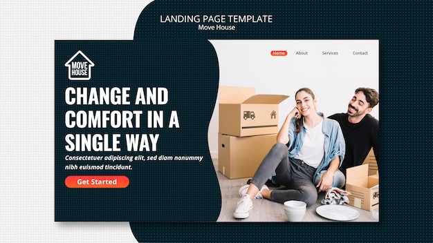 Free PSD move house landing page template