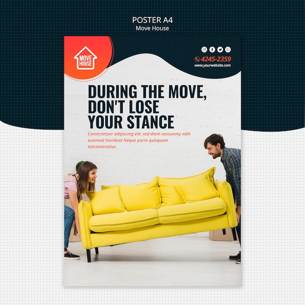 Free PSD move house poster template