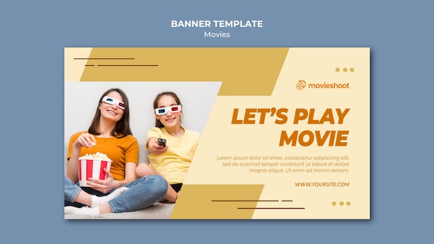 Movie time banner template with photo