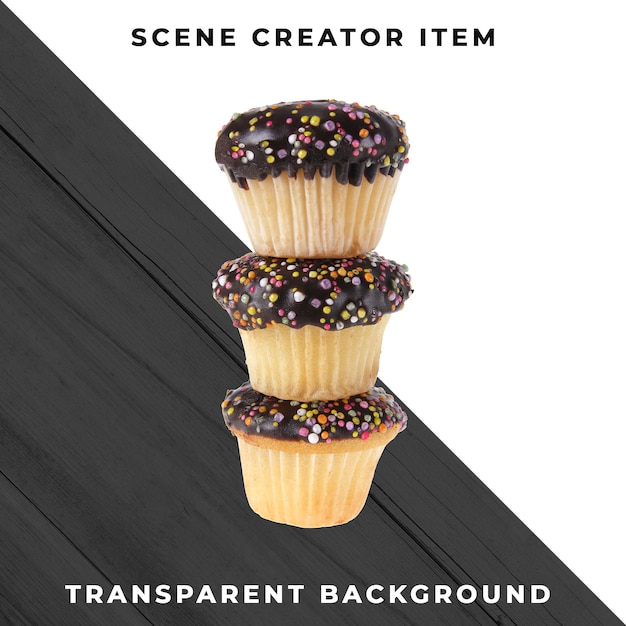 Free PSD muffin object on transparent psd