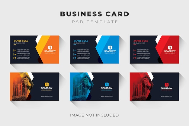 Multicolor business card template with dark background