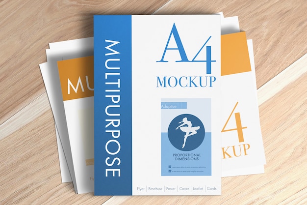 Free PSD multipurpose a4 papers mockup