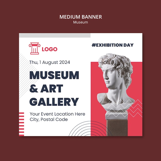 Free PSD museum medium banner template design