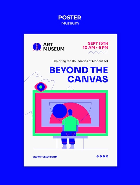 Free PSD museum poster template design