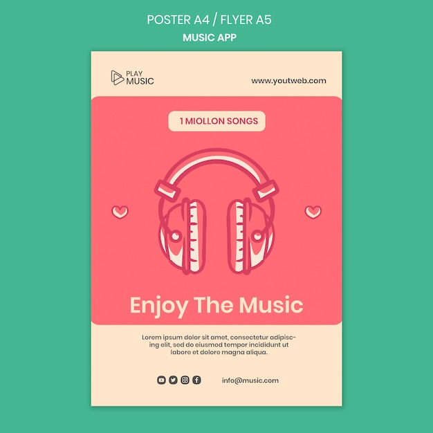 Free PSD music app poster template