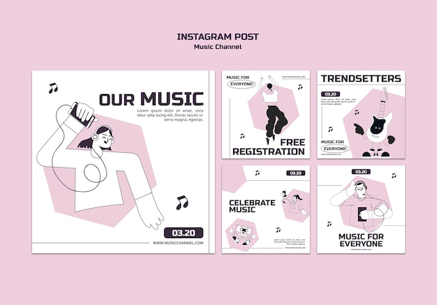 Free PSD music channel  instagram posts