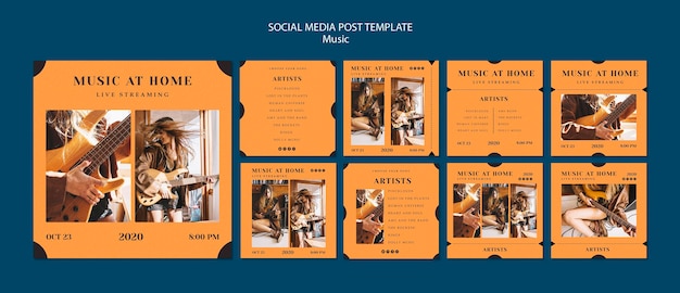 Free PSD music concept social media post template