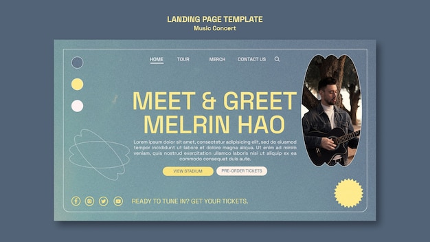 Free PSD music concert landing page template