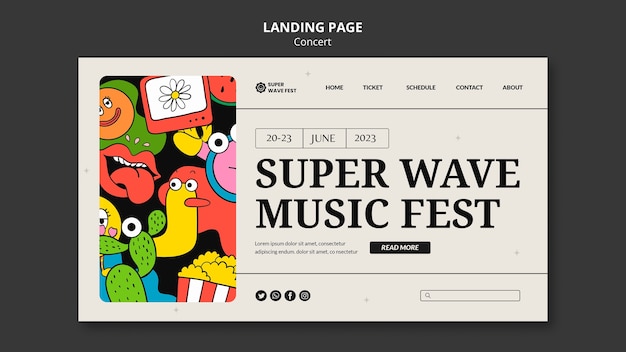 Free PSD music concert landing page template