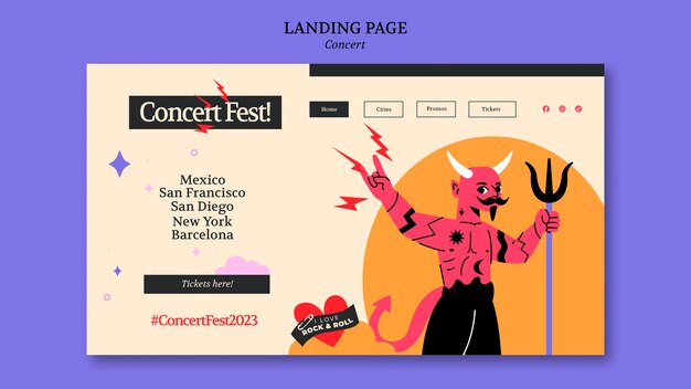 Music concert landing page template