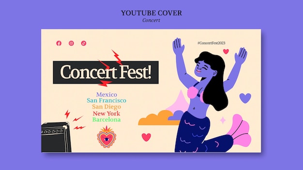 Free PSD music concert youtube cover template