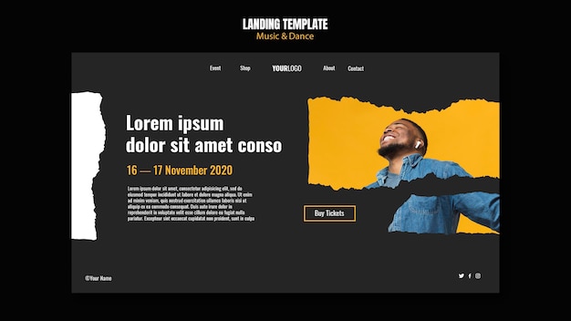 Music and dance event template landing page