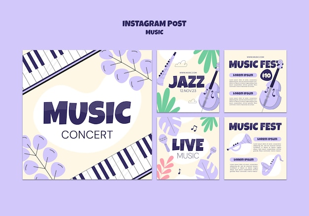 Free PSD music entertainment  instagram posts