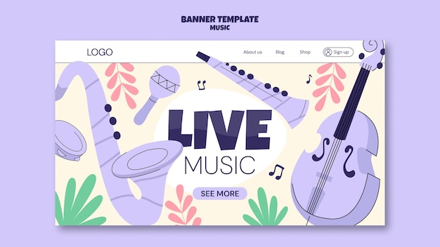 Free PSD music entertainment landing page