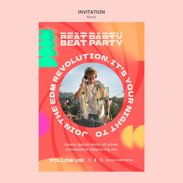 Free PSD music event invitation template