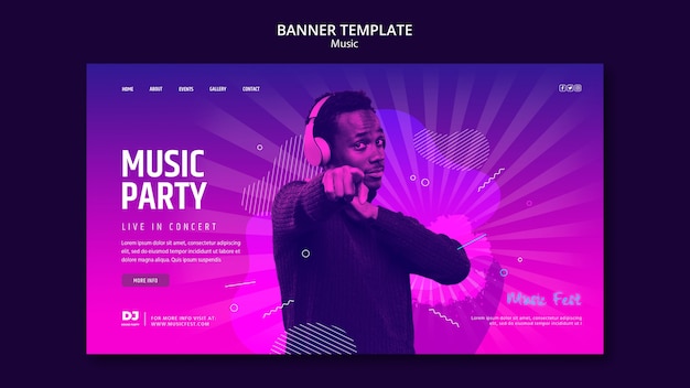 Music event landing page template with gradient light